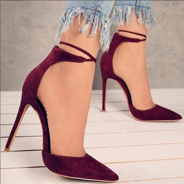 Chic Suede Pointed Shoes For Women With Sexy High Heels And Cross Bandage