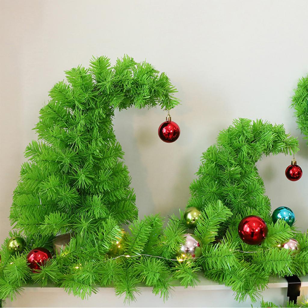 Зеленая Рождественская елка Изогнутая пластиковая елка, Искусственная Рождественская настольная Домашний декор Основание обернуто тканевым мешком Для внутреннего настольного украшения