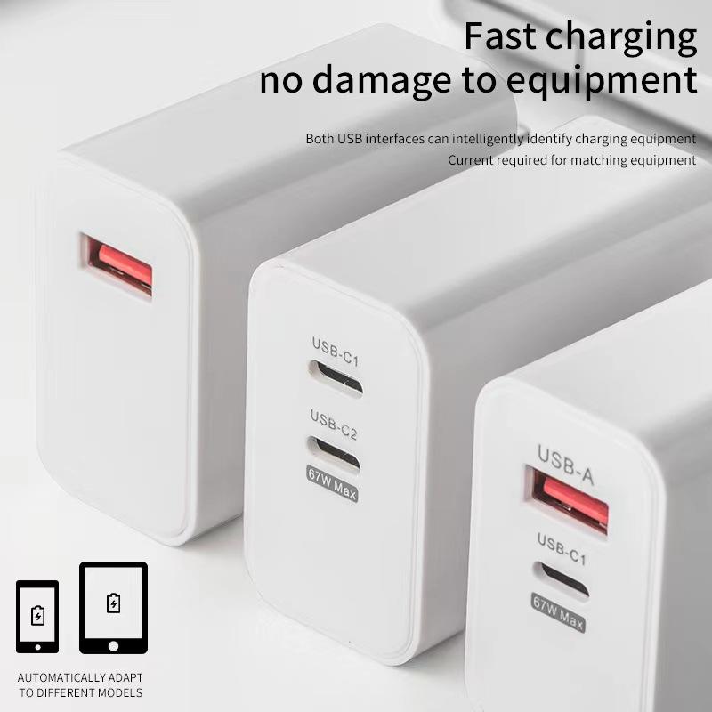 Зарядная головка USB PD мощностью 67 Вт, европейские, британские и американские стандарты