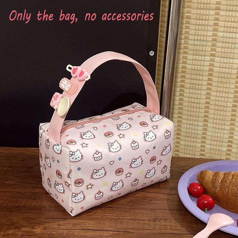 Милая косметичка Sanrio Hello Kitty для девочки, ручная сумка для макияжа Kt, большая вместимость, дорожная портативная сумка-органайзер, мешочек, подарок