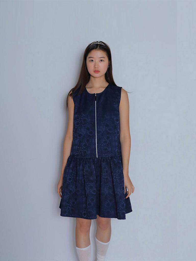 Bomnal Boutique Zip-Up Mini Dress _ Navy