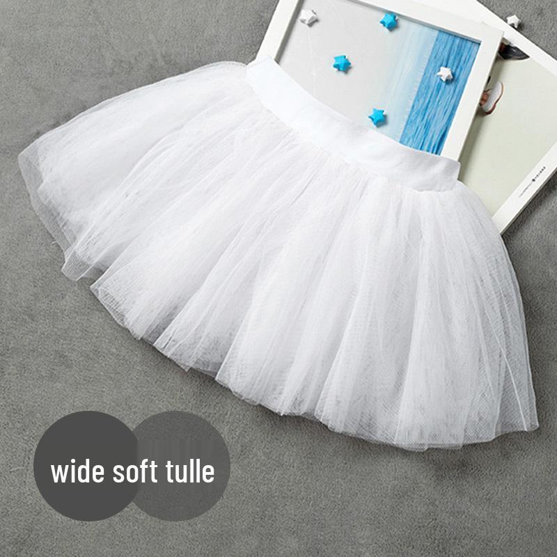 Girls' Tulle Dance Skirt - Short, Puffy, Pink & White Options, Summer Practice Wear