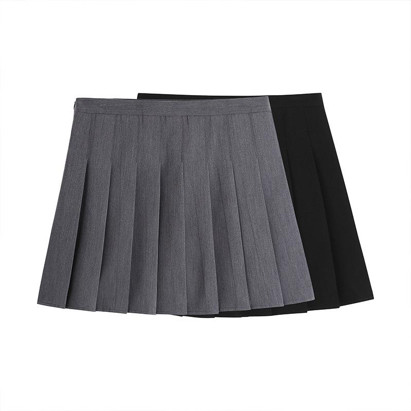 Autumn Preppy Style Plus Size High Waist Pleated Skirt for Women