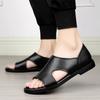 Men Summer Sandals Casual Leather Shoes Men Fashion Sandal Comfortable Mens Slip On Shoes Retro Half Drag British Style Footwear