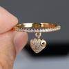 Gorgeous Women's Fashion Gold/Silver Color Gemstones Ring Wedding Double Heart Ring Bride Engagement Brand Heart Ring Jewelry