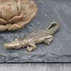 Brass Crocodile Statue Small Key Chain Vivid Animal Model  Home Decor