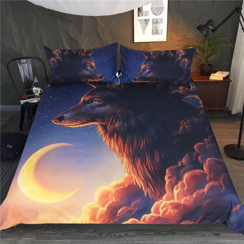 Digital Art Wolf Worrior Bedding Set King Queen Double Full Twin Single Size Bed Linen Set