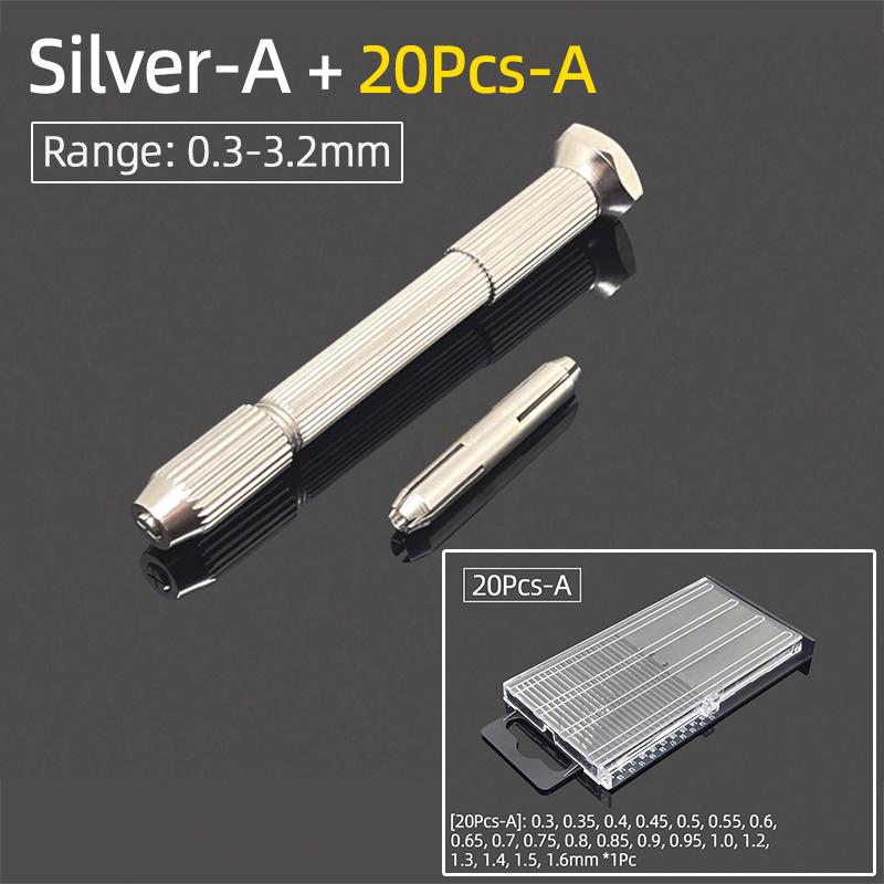 Мини-микро-алюминиевая двойная ручная дрель 0,3-3,2 мм, бесключевой патрон, ручные вращающиеся инструменты, ювелирные изделия, часы, сверление + спиральные сверла