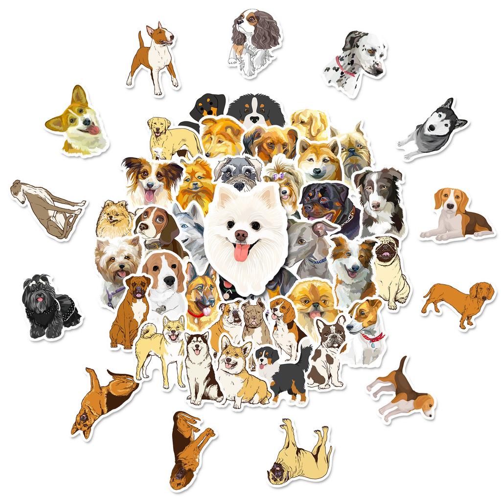 50 Black Dog Pet Series Husky Cartoon Graffiti Stickers Car Suitcase Waterproof Cup
