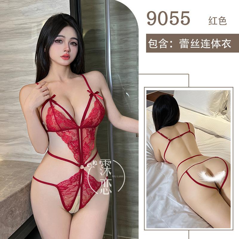 Sexy Lingerie Lace Hot Three-point Sexy One-piece Lingerie Temptation Hollow Open Gear Free Uniform