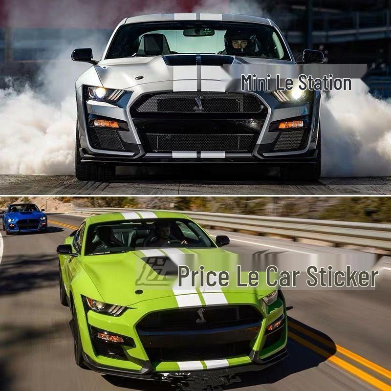 Ford Mustang GT Гоночные полосы: Наклейки на боковые юбки и капот для модифицированных автомобилей