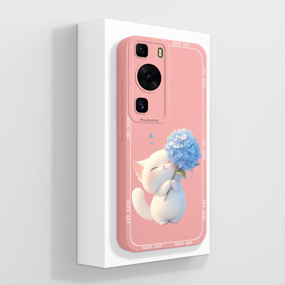 For Huawei P60 Pro Art Case Butterfly Rose Soft Liquid Silicone Cover For Huawei P 60 Art P60Pro Anti Drop Protective Bumper