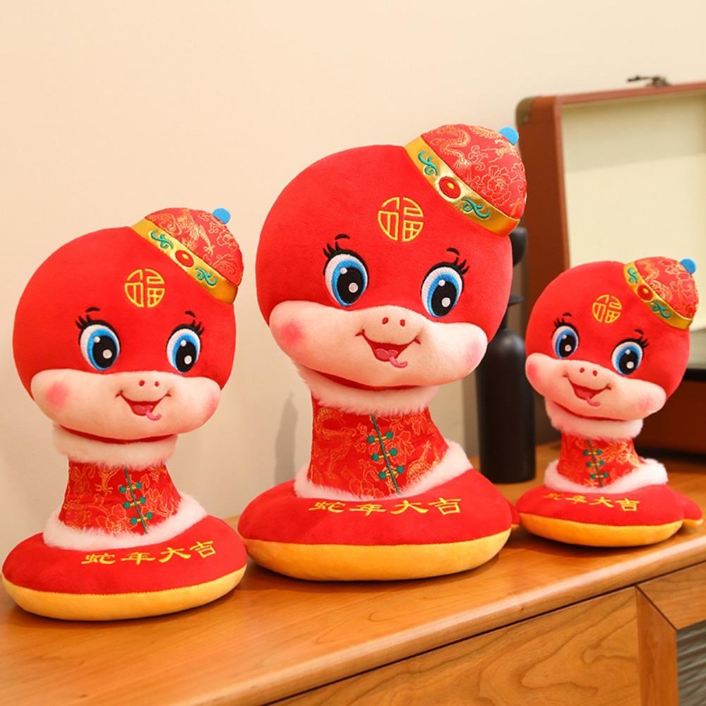 Плюшевая игрушка-талисман года змеи, милая кукла-змея, приносящая удачу, плюшевые игрушки, кукла-змея китайского зодиака, домашний декор