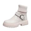 White Mid-Calf Boots Women's Shoes Round Toe Booties Ladies Winter Footwear Boots-women Low Heels Booties Short 2025