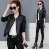 New Korean Style PU Leather Jacket for Women, Short and Loose Baseball Coat with Crack-resistant Leather for Spring and Autumn