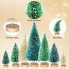 56 Pcs Mini Christmas Trees Set Sisal Snow Frosted Bottle