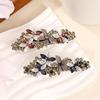 Элегантная ретро хрустальная заколка-автомат женская новая заколка для хвостика с цветком головной убор заколка для волос горизонтальная заколка