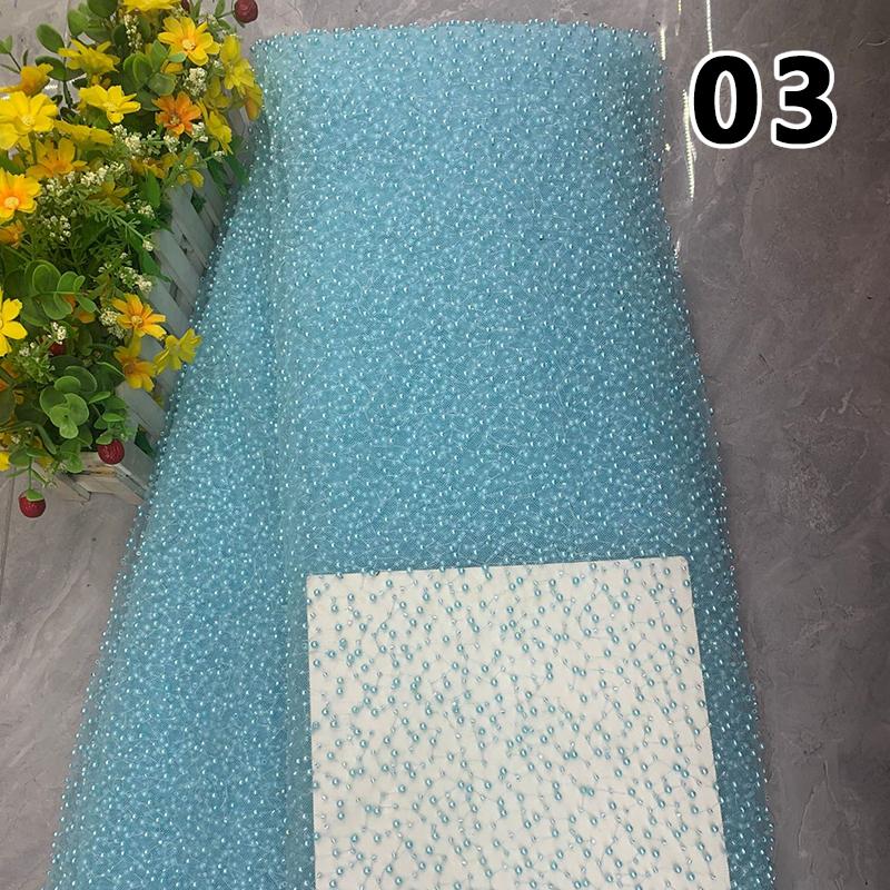 1 ярд Роскошная Тяжелая Вышивка Жемчугом Пайетками Бисер Ткань Великолепная Африканская Газовая Кружевная Ткань Сделай Сам Ручная Работа Свадебное Платье Одежда