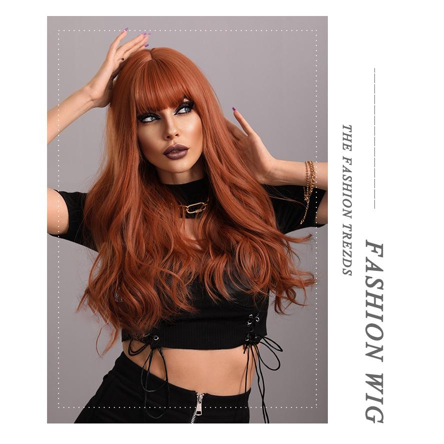 Жен. 60 см Искусственные волосы Темно-коричневый Парик Длинные волосы Длинные вьющиеся волосы Розовые волосы Сетка Головные уборы Полный головной убор Натуральный настоящий парик