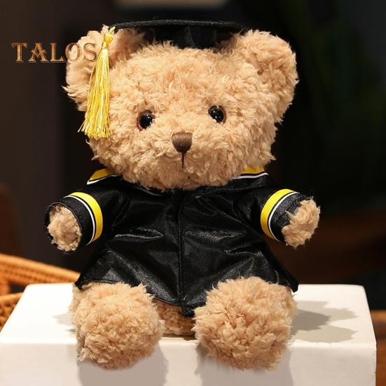 Мультяшная кукла-медведь, подарок на выпускной, мягкая, пушистая, моющаяся, с декором в шляпе, плюшевая игрушка в виде доктора, животного, выпускной топпер для торта, украшение для букета, реквизит