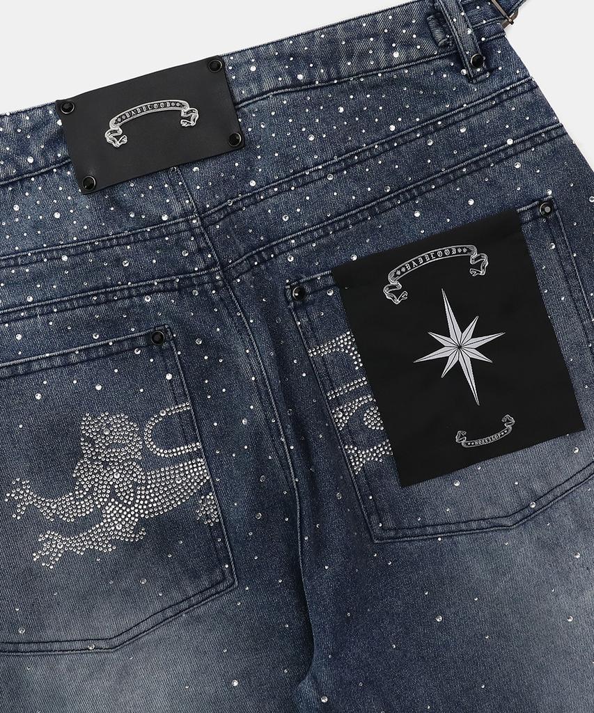 BADBLOOD Bbnt Rhinestone Curved Pants - Light Blue