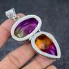 Natural Bi-Color Tourmaline 925 Sterling Silver Jewelry Pendant 3.31" E0b20