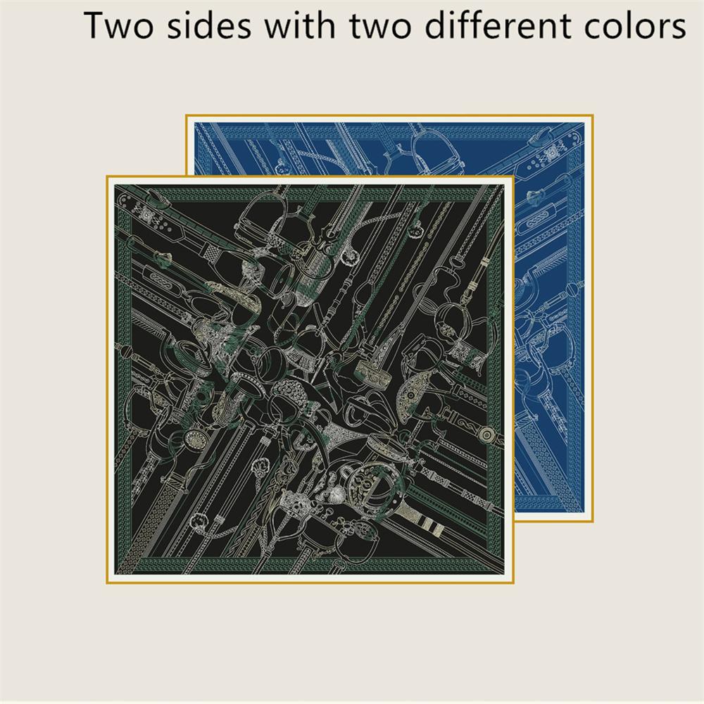 POBING Curled Twill Silk Scarf Women Funny ICE CREAM Double Side Printed Square Scarves Wraps Echarpes Foulards Femme Hijab 70CM