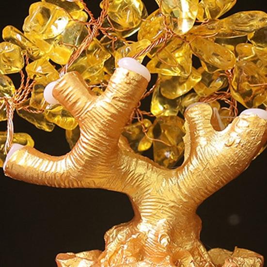 Golden Money Tree Ornament Bring Good Luck Fortune Lucky Bag Tree Resin Figurine Statue Sculpture Home Office Desktop Fengshui Decoration