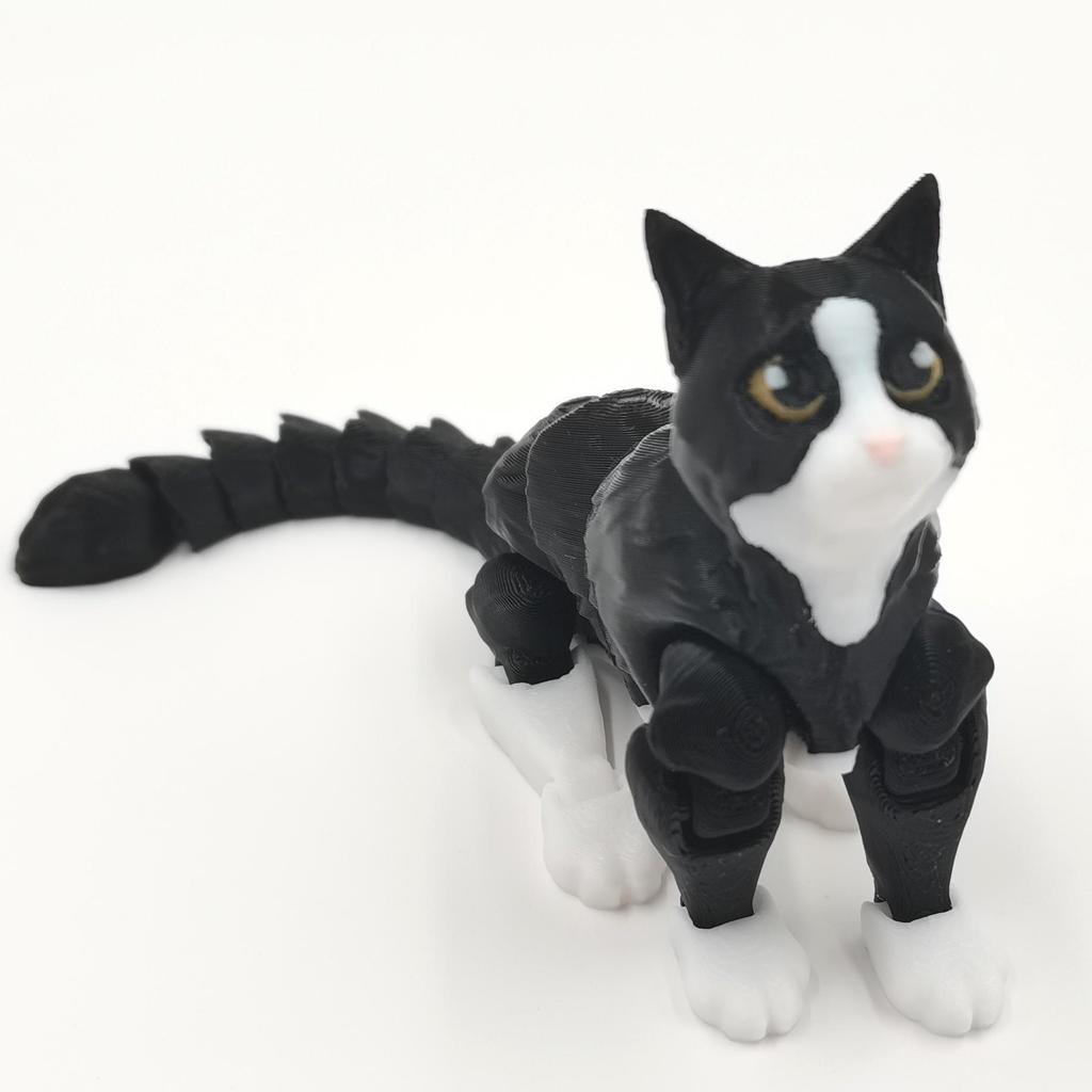 Реалистичная черная кошка, модель-игрушка, напечатанная на 3D-принтере, с подвижными суставами