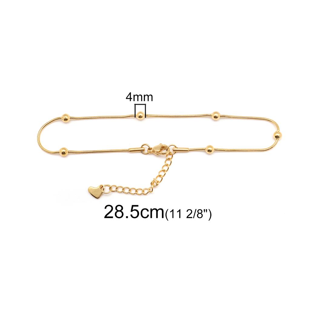 304 Stainless Steel Anklet For Women Gold Color Round Chain Anklet Leg Bracelets On The Leg Jewelry Women Accessories ,1 Piece