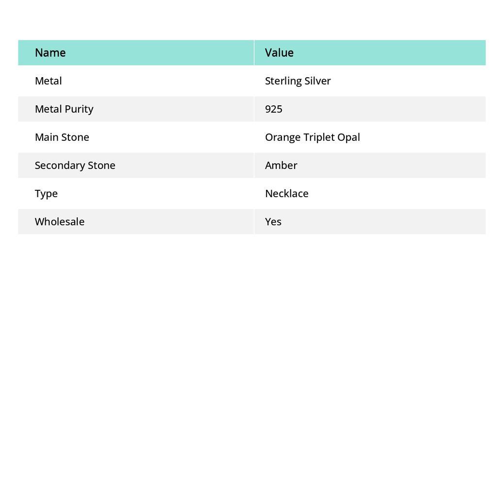 Ожерелье из натурального оранжевого триплетного опала, янтаря, стерлингового серебра 925 пробы, 18 дюймов C7E71