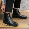 Высокие ботинки Мартин Мужские ботинки Кожаная обувь Мужские Зимние Ретро Мужские Ботинки Британский Стиль Ручной Работы Резные Ботинки Локомотивы Мужские
