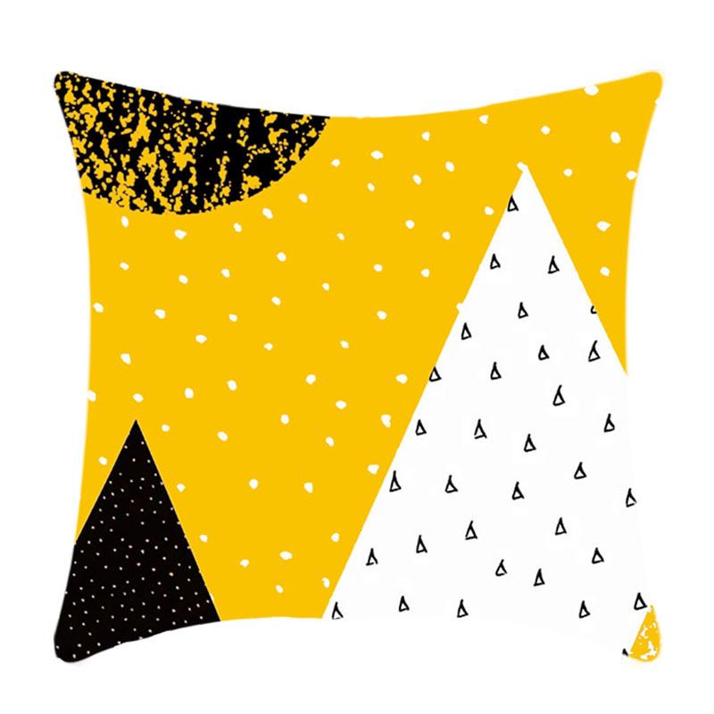 New Yellow Geometric Pillowcase Nordic Living Room Sofa Solid Color Plush Pillow Cover