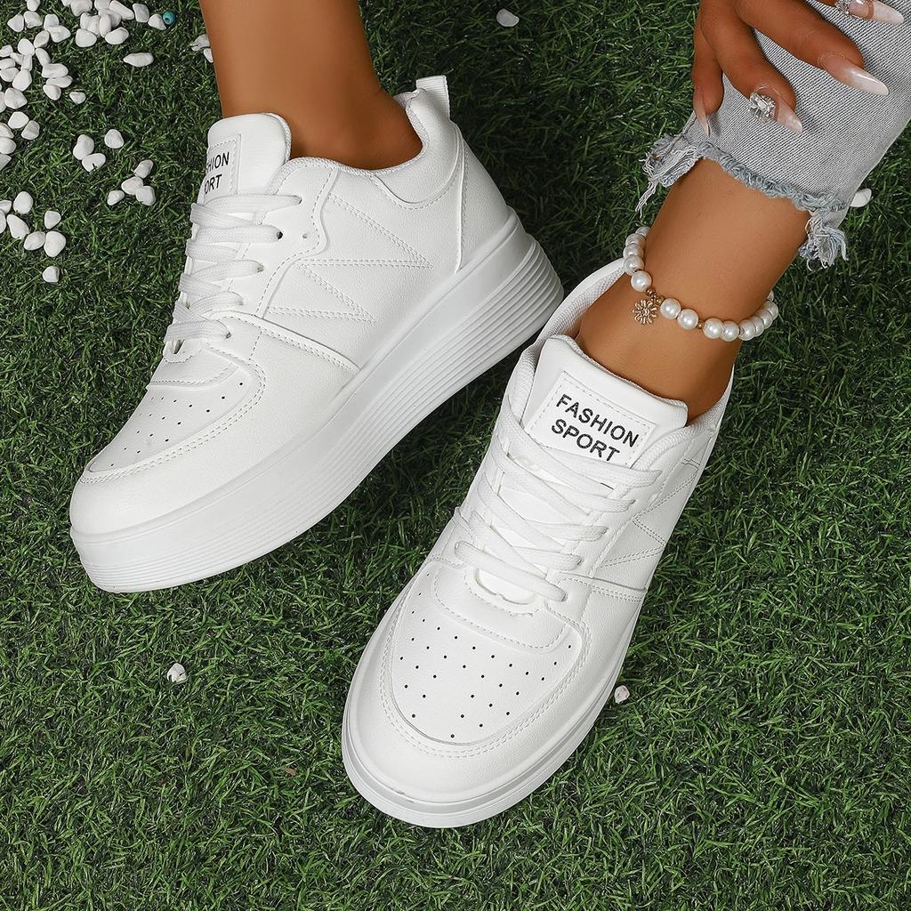 Женские кроссовки Vulcanize Flat Classic Sports Lace Up Skateboard Board Shoe Walking White Running Sneakers zapatos de mujer