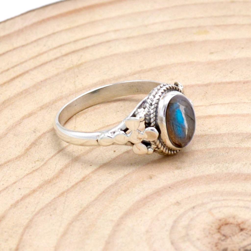 Женское кольцо с крестом из стерлингового серебра 925 пробы с лабрадором, кольцо ручной работы с камнем, подарок для нее, эффектное кольцо с овальным драгоценным камнем