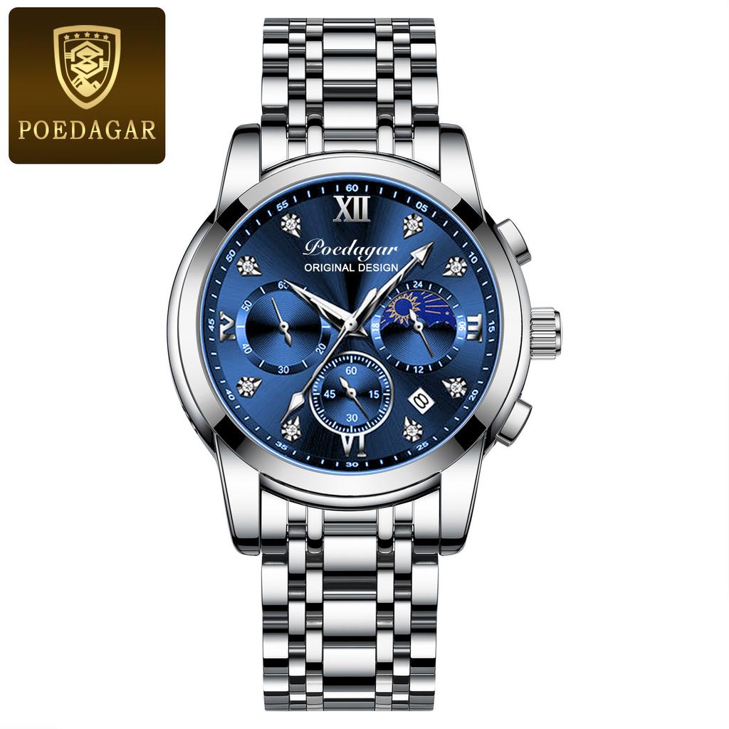 POEDAGAR New TOP Brand Luxury Men's Watch With Box Multifunctional Fashion Waterproof Luminous Men's Quartz Watches