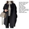 Fall Winter Women Jacket Button-down Round Neck Loose Long Sleeves Straight Woolen Coat Mid Length Pure Color Outerwear for Commuting Dating And Prom