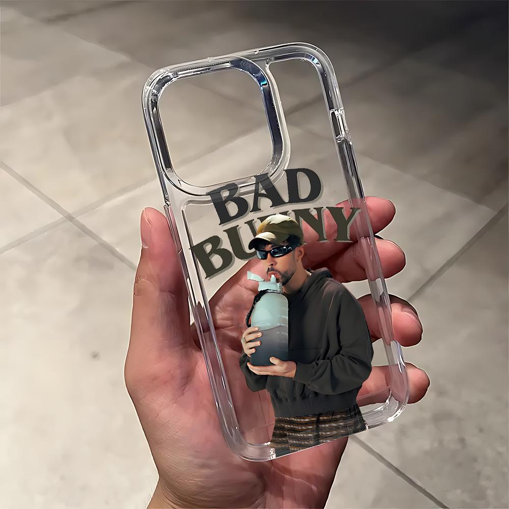 Singer Bad Bunny Art Phone Case for Samsung Galaxy S25 S24 S23 S22 S21 S20 S10 Note20 10 FE Ultra Plus 4G 5G Clear Back Cover
