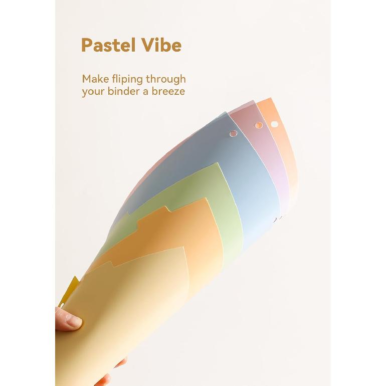 24 Plastic Binder Dividers with 8 Tabs – 3 Sets of Pastel Dividers for 3 Ring Binder, with Colorful Stickers, Letter Size