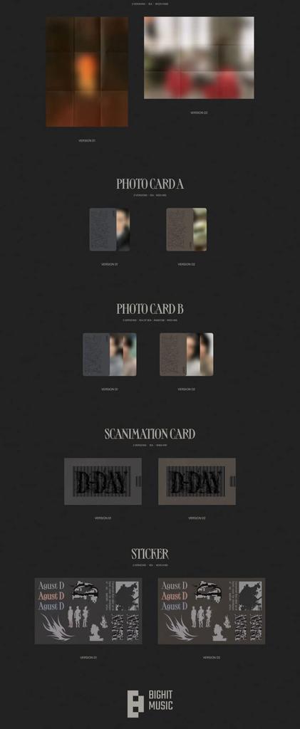 BTS SUGA Agust D 1st Album Folded Poster On Lyric Scanimation Sealed D-DAY Version.01 CD+1p Pack+100p PhotoBook+1ea Book+1p PostCard+2p PhotoCard+1p