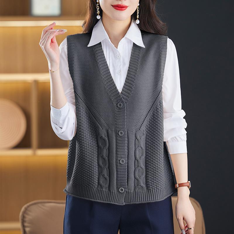 Вязаный жилет для мамы, женский кардиган, жилет для женщин, свободный жилет без рукавов на весну и осень