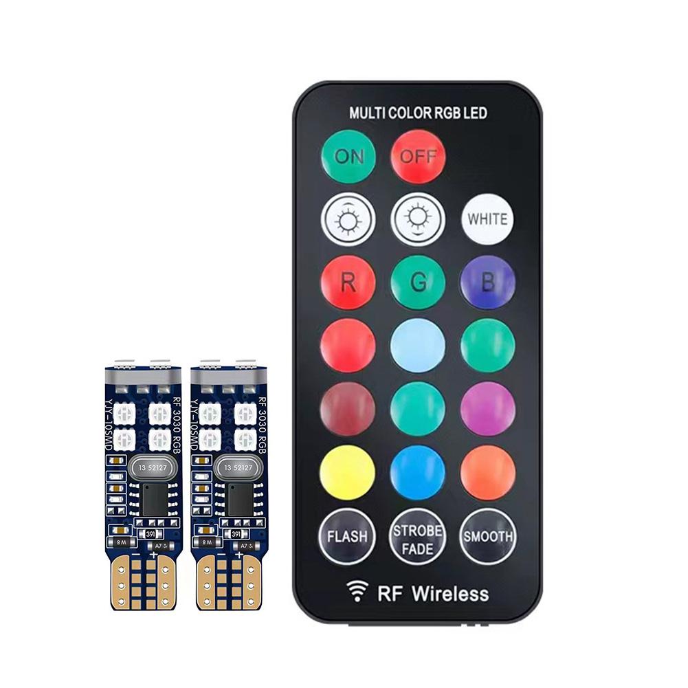 T10 RGB Led 194 168 W5W 3030 SMD Signal Lights RGB Automovie Interior Dome Reading Light WIith Remote Control Car Accessories