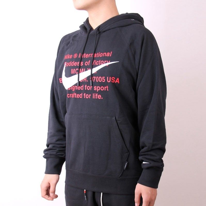 Nike Спортивная одежда Swoosh Пуловер Толстовка с капюшоном Мужские топы Черный CJ4864-010