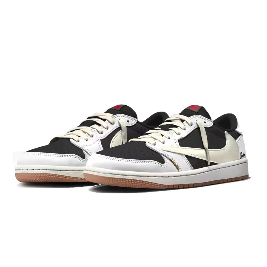 Jordan X Travis Scott Air Jordan 1 Амортизация Устойчивость к истиранию Низкие Винтажные Баскетбольные Кроссовки Унисекс Белый DZ4137-700(Команда1803-3)