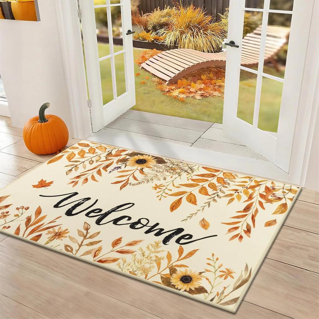 Осенний коврик для входной двери, винтажный грузовик, тыква, грязеотталкивающие придверные коврики, нескользящие, моющиеся, коврики для пола во входной зоне, домашнее украшение