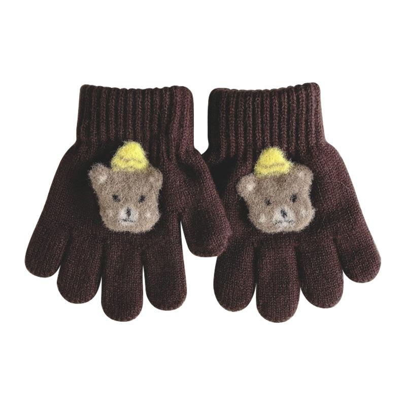 Перчатки детские 3-6 лет вязаные теплые мультипликационные супер милые перчатки с пятью пальцами осень-зима однотонные модные перчатки для девочек и мальчиков