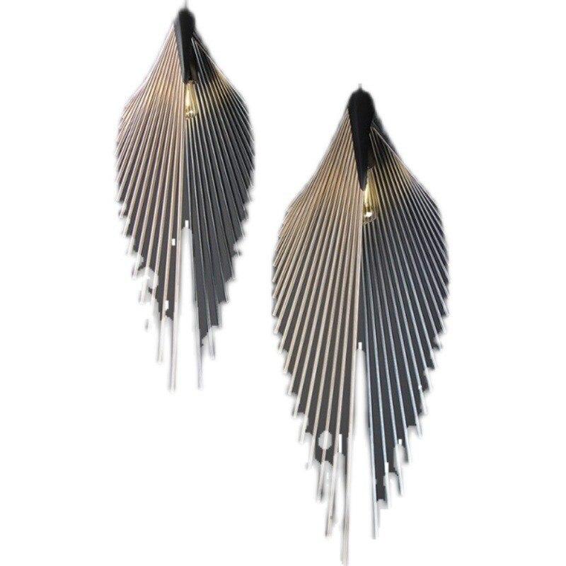 Декоративная люстра в стиле ретро, мягкая декоративная модель для комнаты, кованое железо, крыло птицы, подвесной провод, настенная лампа для спальни