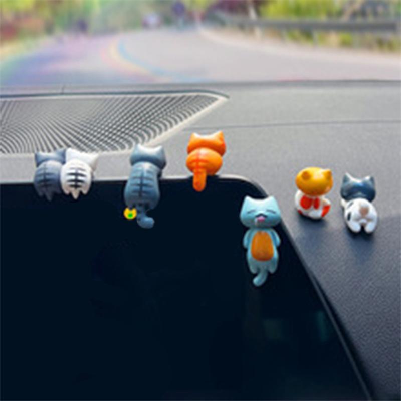 6Pcs Creative Cute Car Inner Ornament Center Console Cartoon Doll Tripper Decoration