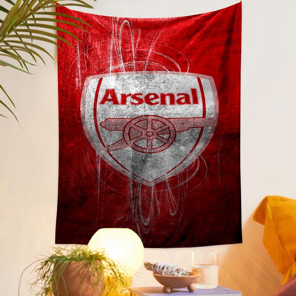 Arsenal Crest Red White Grunge Football Fans Art Tapestry for Dorm Room Wall Hanging