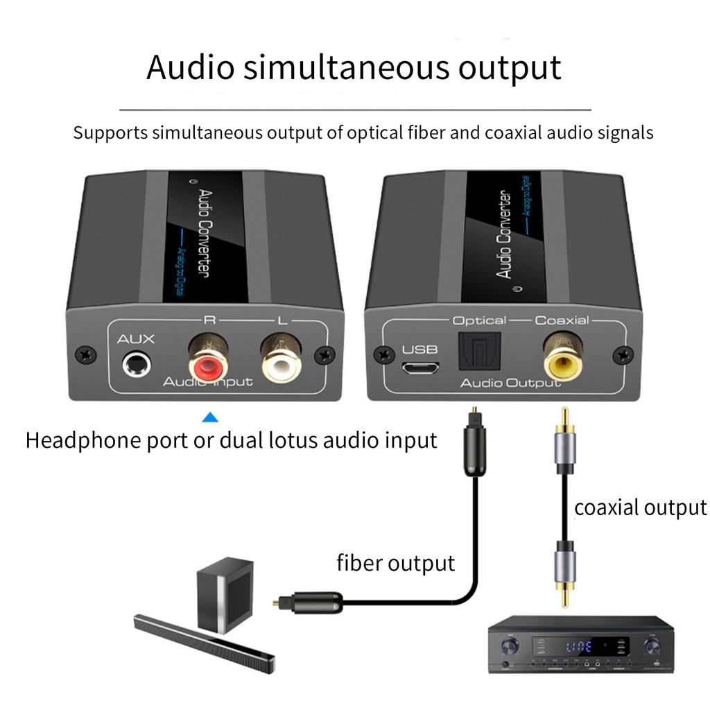 Analog To Digital Audio Converter 3.5mm RCA To Optical Digital Audio Adapter With Optical Cable Double Noise-reduction